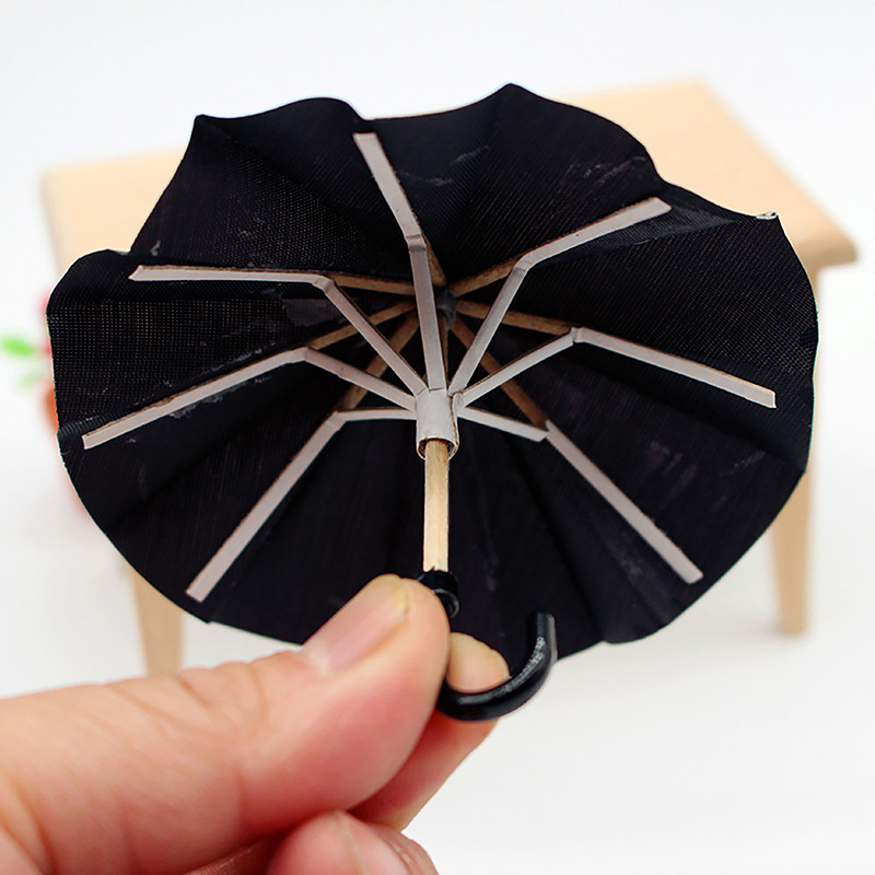 Model Kit Vintage - Mini-parapluie noir miniature de simulation 1:12